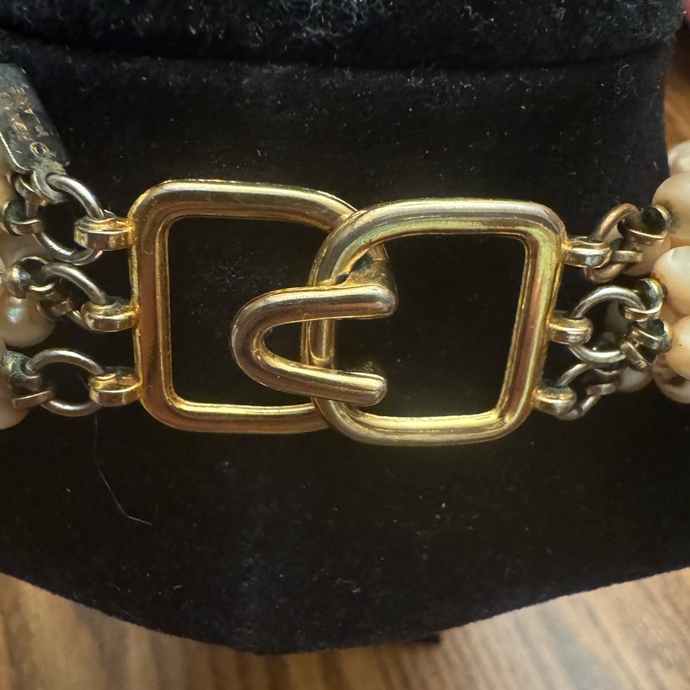 Rare Vintage 80s Kenneth Jay Lane Balmuti Mother of Pearl Multi Strand Necklace - Picture 5 of 11
